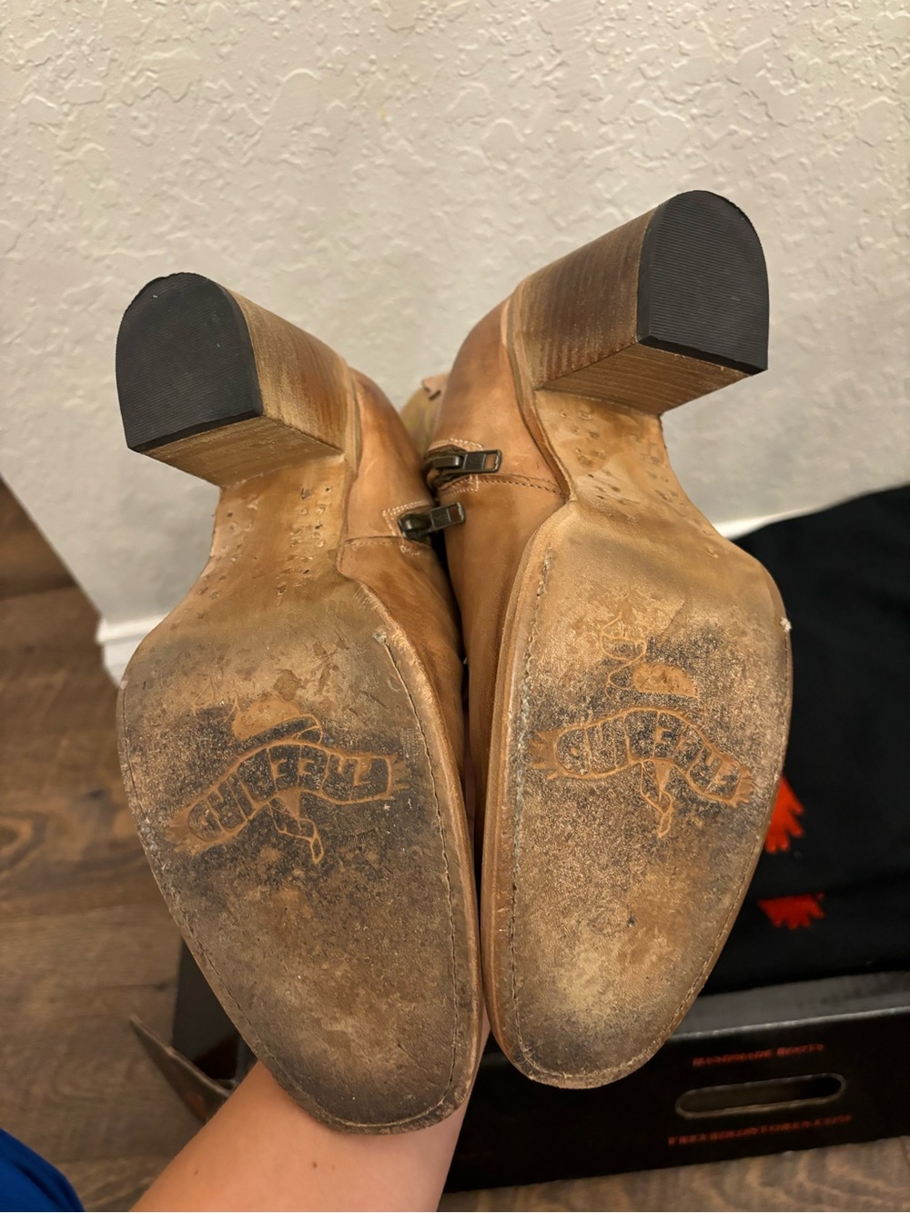 Freebird Panama Beige Leather Tall Western Boots with Stacked Heel Womens Size 7 - Picture 5 of 7